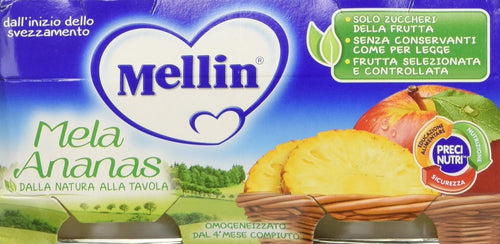Mellin Omogeneizzato Di Frutta Mela Ananas 100% Naturale – 24 Vasetti Da 100 Gr