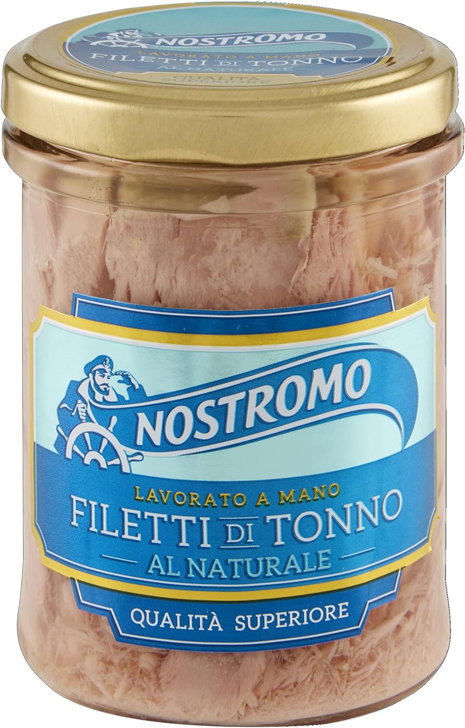 Nostromo - Filetti di Tonno al Naturale, Qualità Superiore, Lavorati a Mano, 1 Vasetto in Vetro da 180 gr