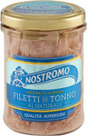 Nostromo - Filetti di Tonno al Naturale, Qualità Superiore, Lavorati a Mano, 1 Vasetto in Vetro da 180 gr