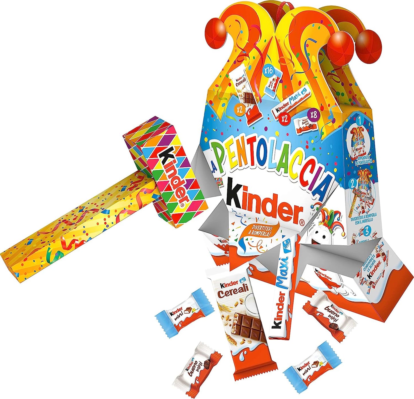 Kinder Mix Pentolaccia Piena, snack al cioccolato assortiti, 228 gr