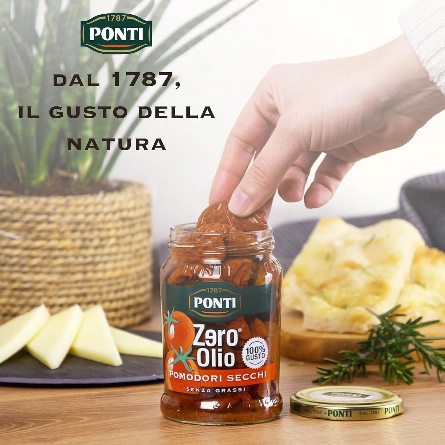 Ponti, Pomodori Secchi Zero Olio, Pomodorini Secchi Privi di Olio e Senza Grassi, Ideali come Aperitivo o Antipasto, Ottimi anche come Contorno, 100% Made in Italy, 300 g