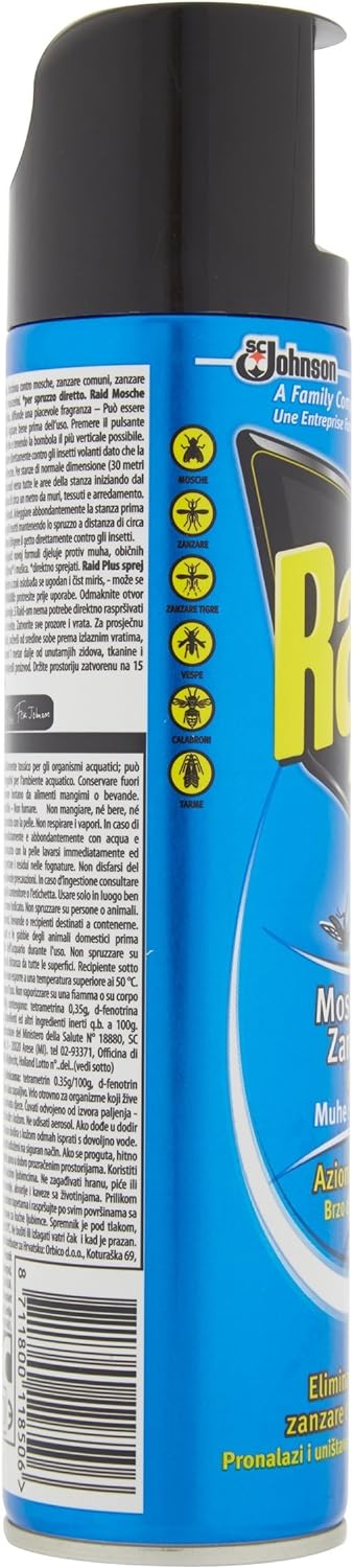 Raid Mosche e Zanzare Insetticida Spray, 400ml
