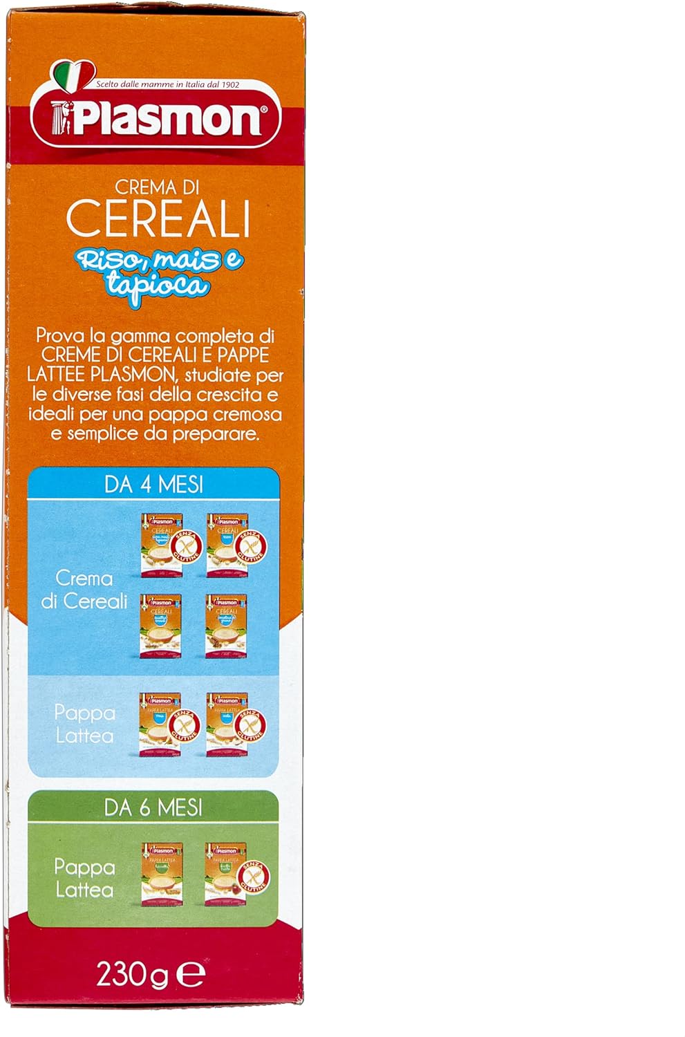Plasmon Crema di Cereali Riso, Mais, Tapioca - 230 g, 6 Confezioni