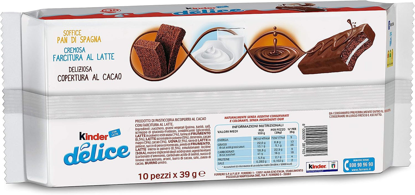 Kinder Kinder Delice Cacao 10 Pezzi, 390g