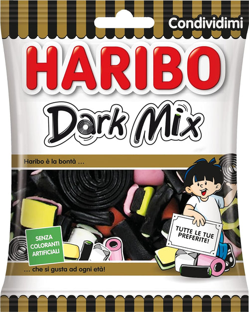 Haribo Dark Mix, Caramelle Gommose Miste, Gusto Liquirizia, Ideali Per Feste E Dolci Momenti Di Relax - 175gr