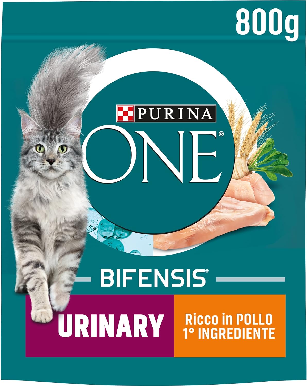 PURINA ONE Bifensis Crocchette Gatto Urinary Care Ricco in Pollo e Frumento - 8 sacchi da 800g ciascuno