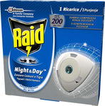 Raid Night & Day Ricarica, Efficace per 10 Giorni, Antizanzare Elettrico, Multipacco da 4 Confezioni, 1 Ricarica per Ogni Confezione