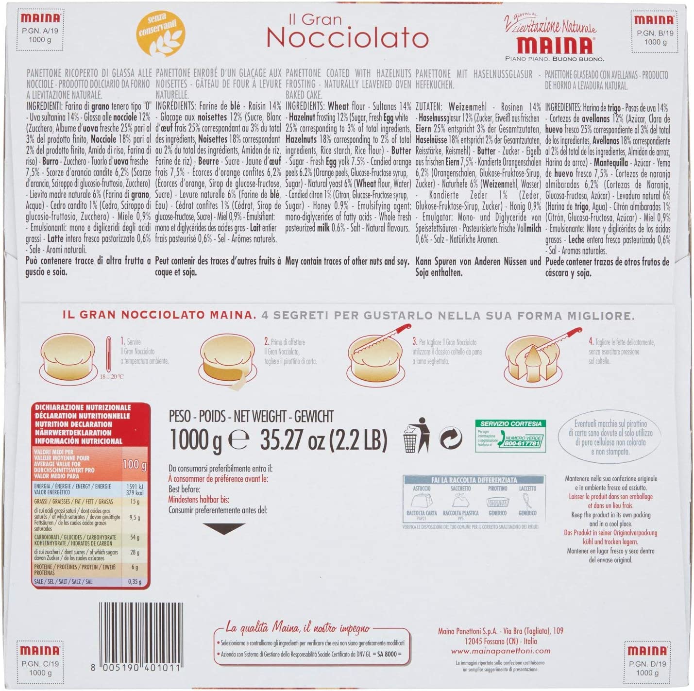 Il Gran Nocciolato Maina - 1 kg