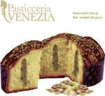 Pasticceria Venezia Panettone Artigianale al Pistacchio da 750gr, Impasto con Lievito Madre e Crema di Pistacchio, Senza Canditi e Uvetta, Ricoperto con Glassa di Cioccolato e Granella di Pistacchio