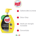 Dual Power Carbon Plus, Detergente Piatti Concentrato con Succo di Limone ad Elevato Potere Sgrassante, Ideale per Stoviglie Incrostate, Senza Microplastiche, Made in Italy, Dispenser 600 ml