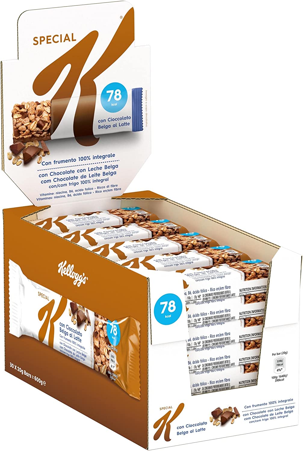 Kellogg's Display Barrette Special K Cioccolato al Latte - Confezione da 30 x 20 gr