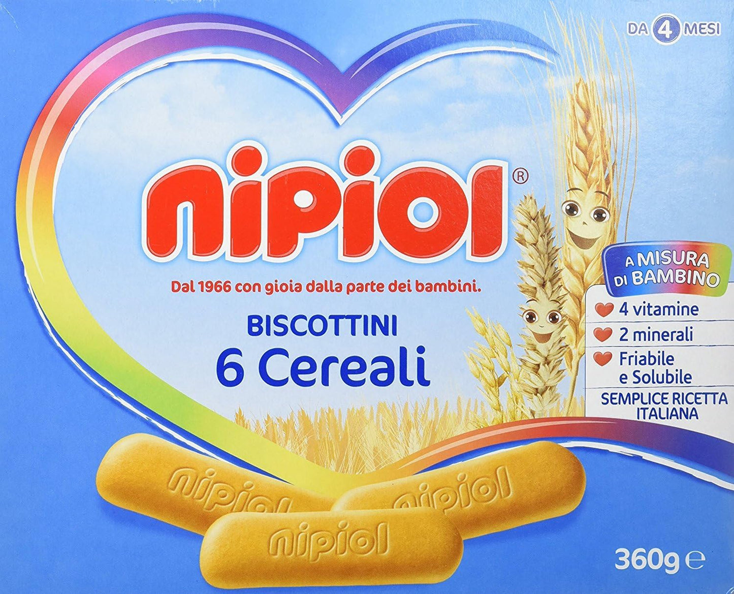 Nipiol - Biscottini 6 Cereali, 2 Minerali, 4 Vitamine - 360 g pacco 12 –  Raspada