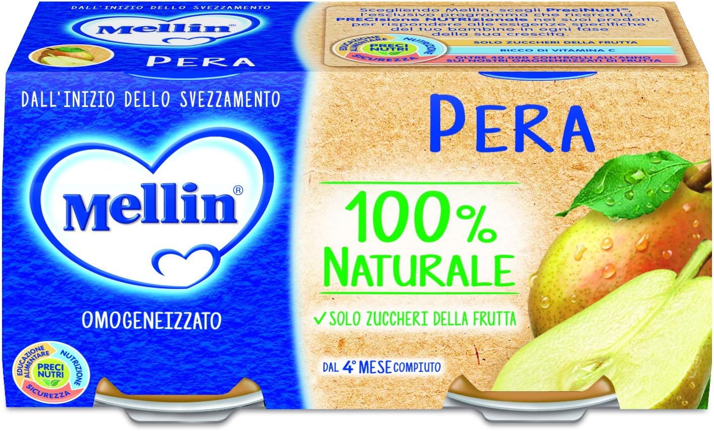 Mellin Omogeneizzato Pera - 24 vasetti da 100 gr