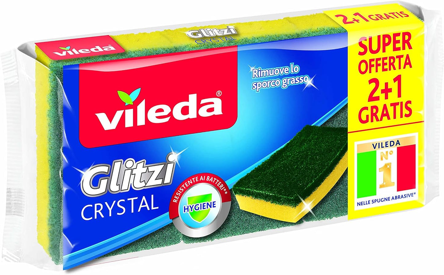 Vileda Glitzi Crystal Spugna da Cucina - Confezione da 3 Pezzi