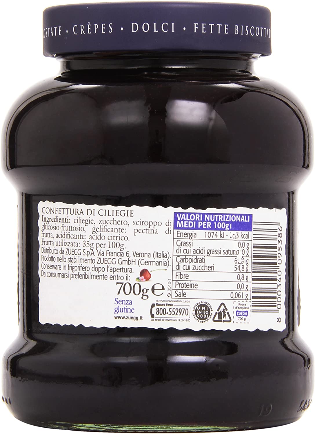 Zuegg La Pasticcera Ciliegie, 700g