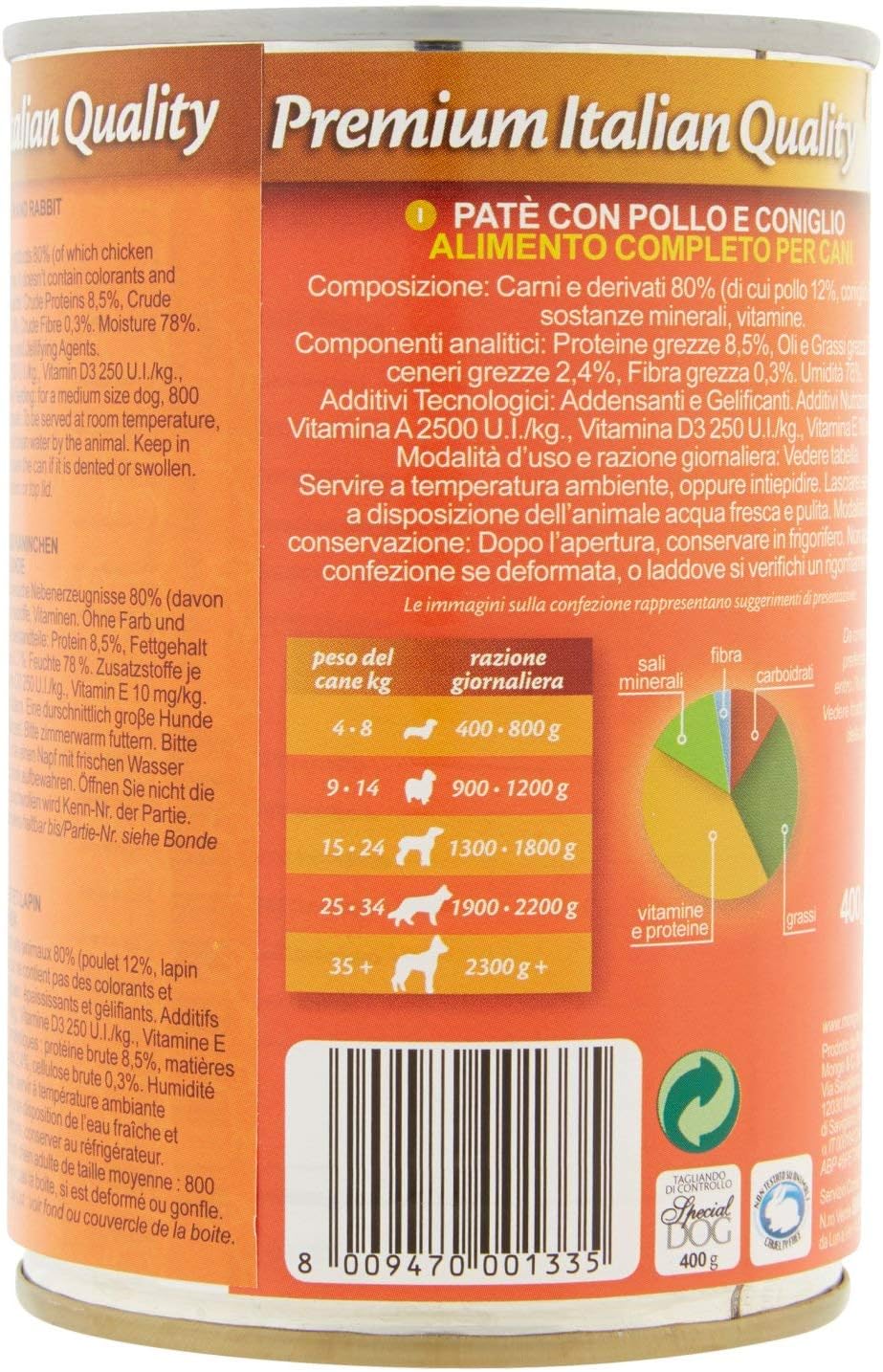 Monge Patè speciale per cani con pollo e coniglio, 1 unità