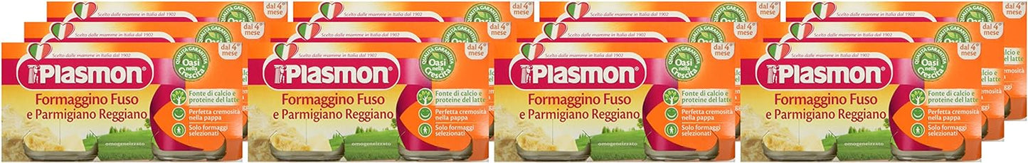 Plasmon Omogeneizzato Formaggino Fuso e Parmigiano Reggiano 80g 24 Vasetti Con formaggi selezionati, senza aromi aggiunti