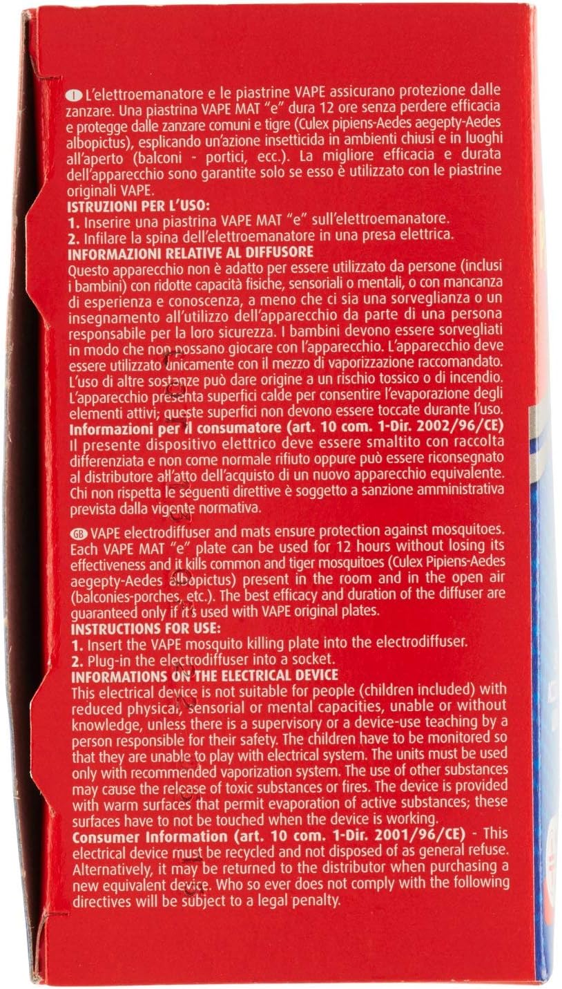 Vape - Diffusore Piastrine con Spina 10 piastrine