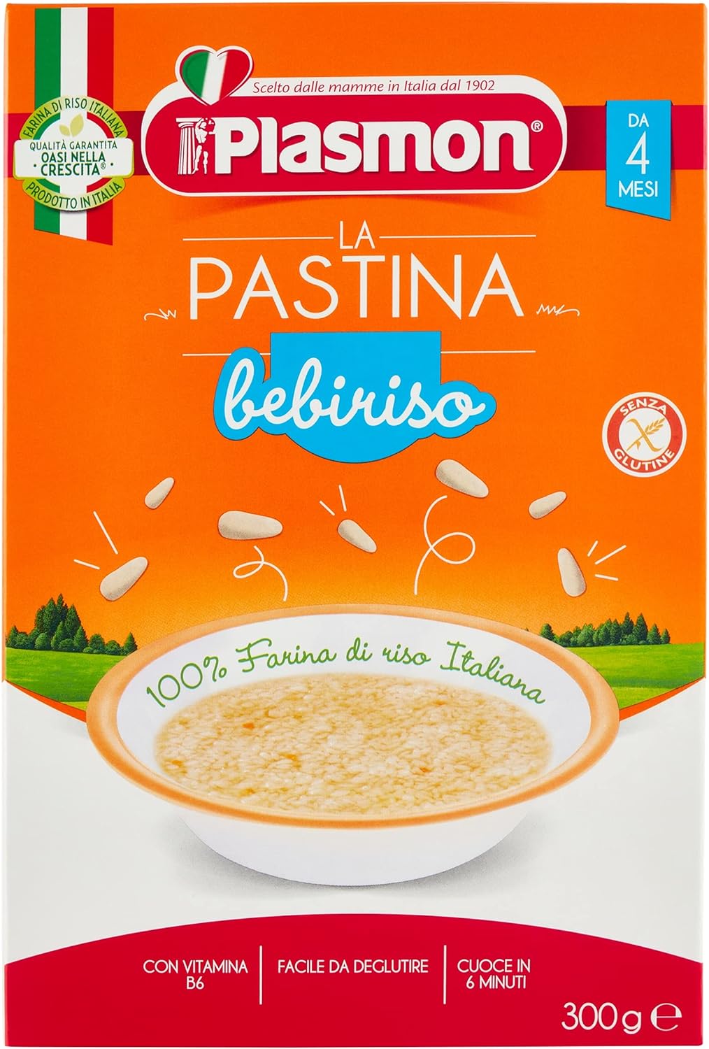 Plasmon La Pastina Bebiriso 300g 12 Box Con Farina di riso 100% Italiano, piccolissima e facile da deglutire