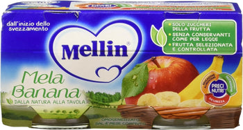 Mellin Omogeneiz.Mela/Banana - 12 confezioni da 2 pezzi da 100 g [24 pezzi, 2400 g]
