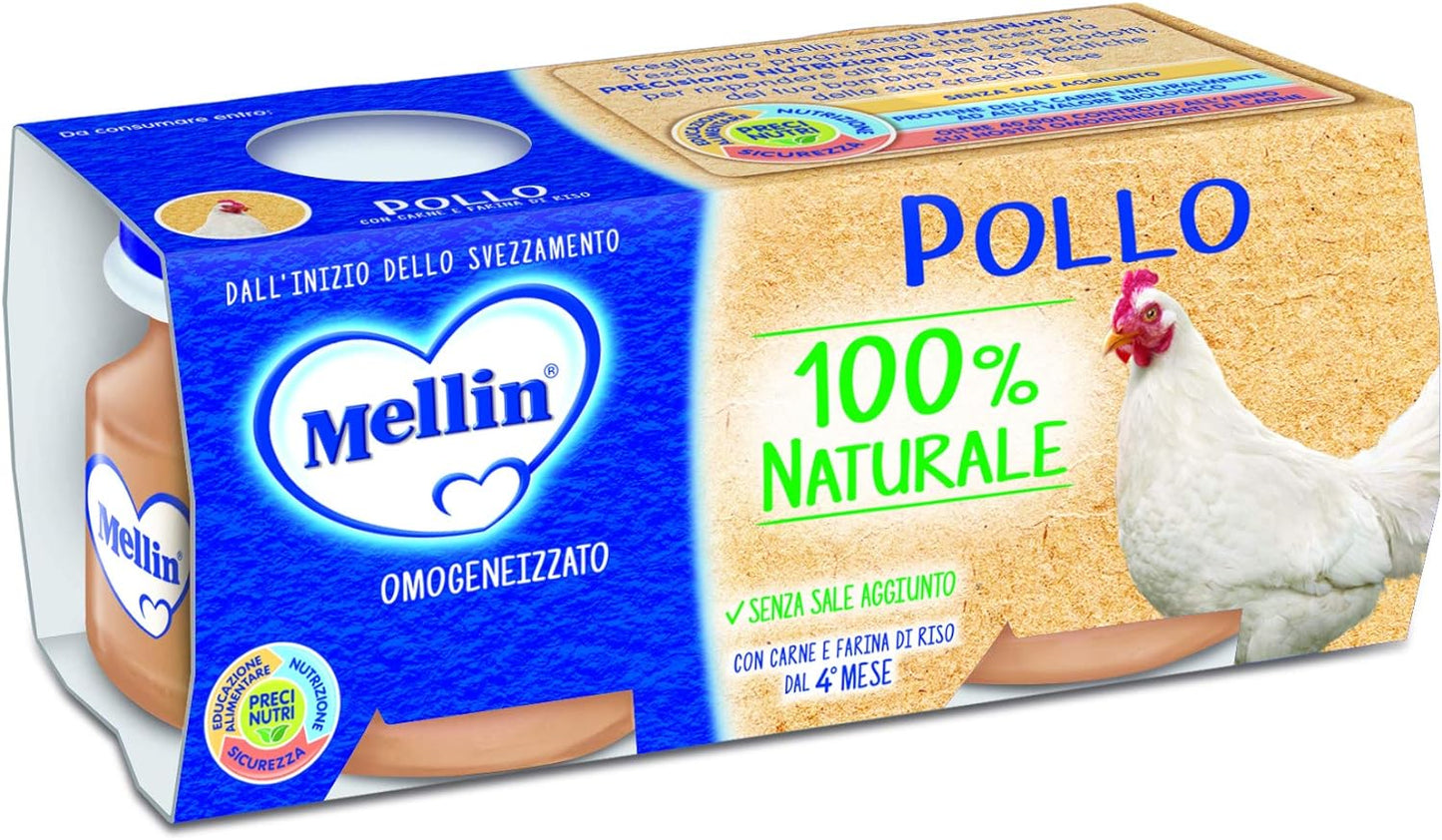 Pollo naturale omogeneizzato al 100% Mellin - 24 vasetti da 80 g (confezione da 24)