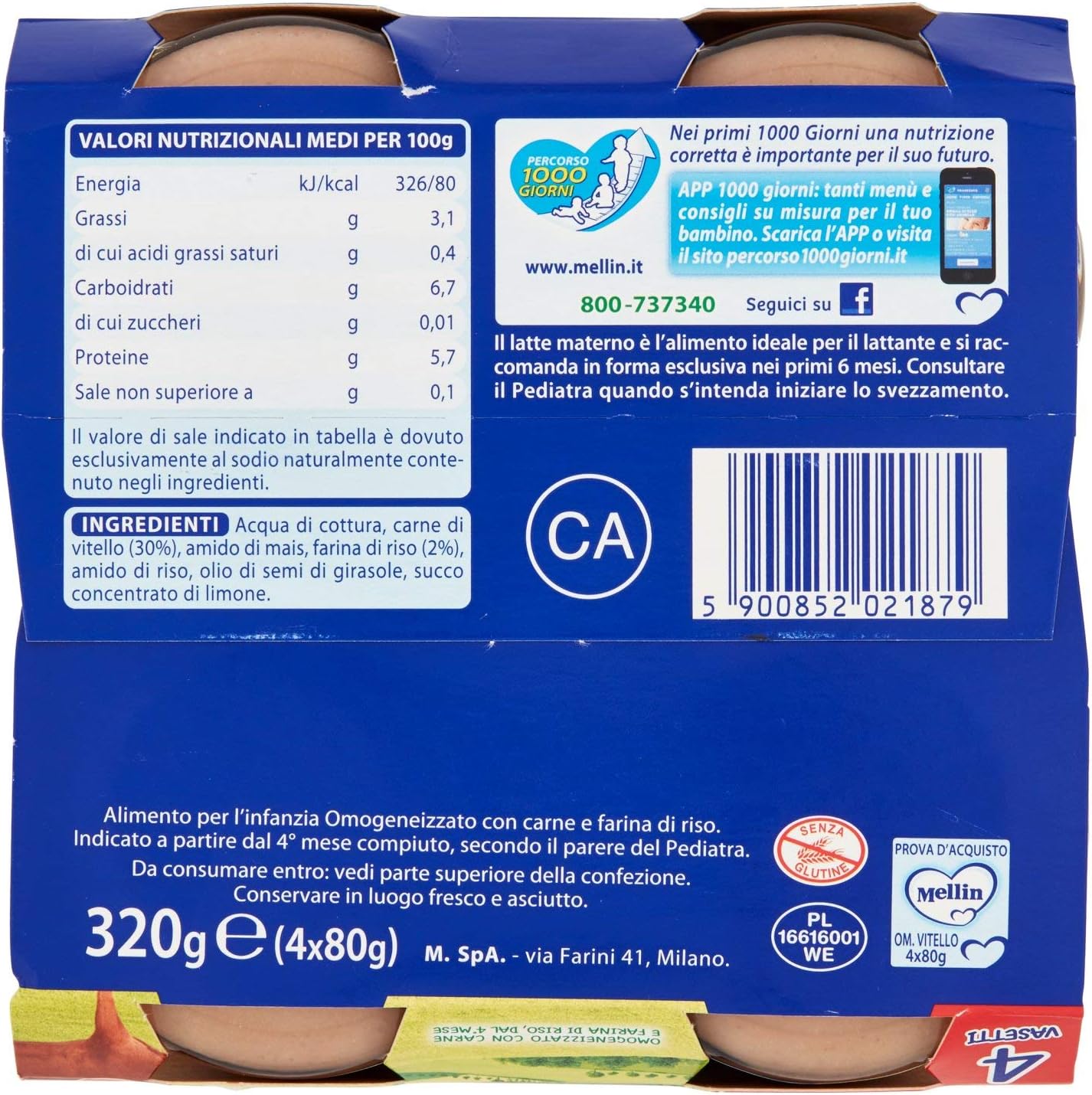 Mellin Omogeneizzato Vitello - 4x80g