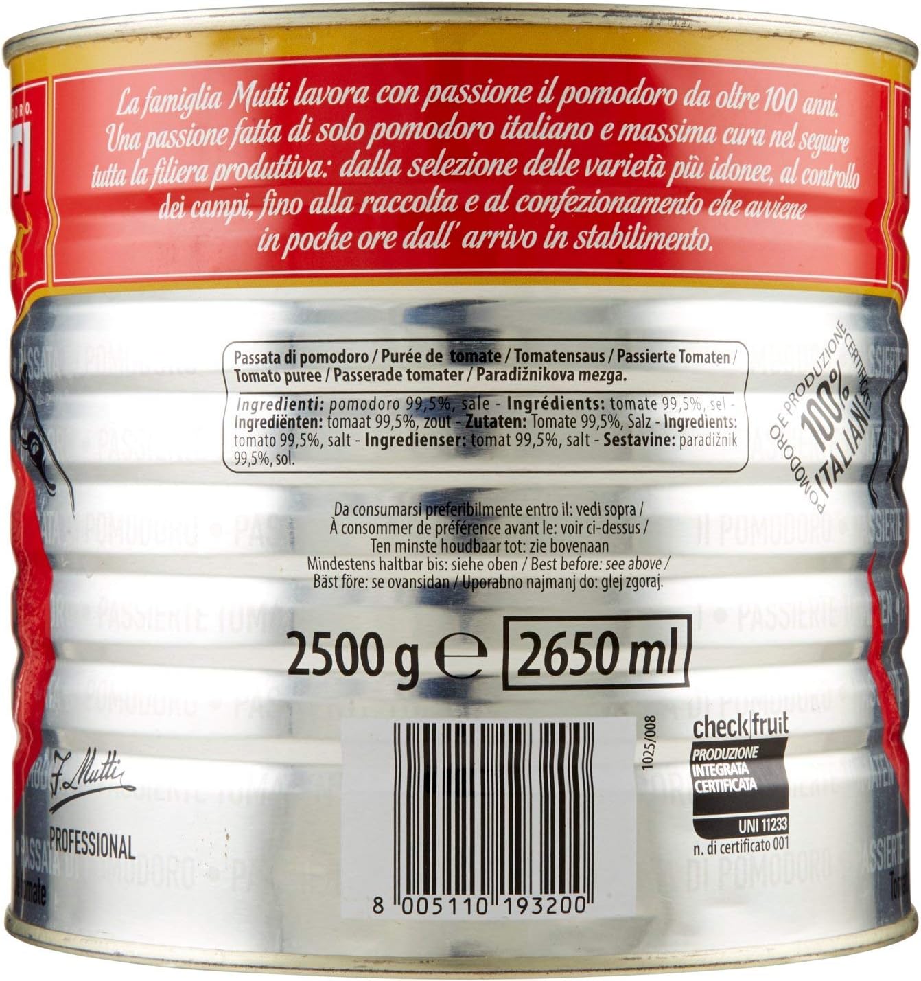 Mutti passata di pomodoro da 2.5 kg (1000010170)