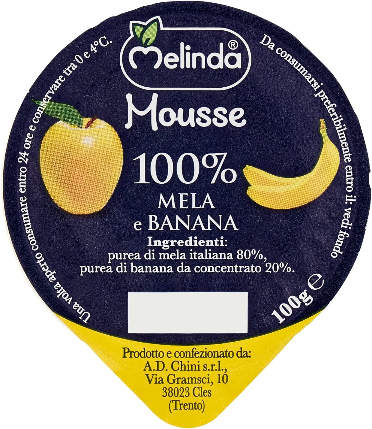 Melinda Mousse di Mele e Banana, Multicolore, 100 Gr