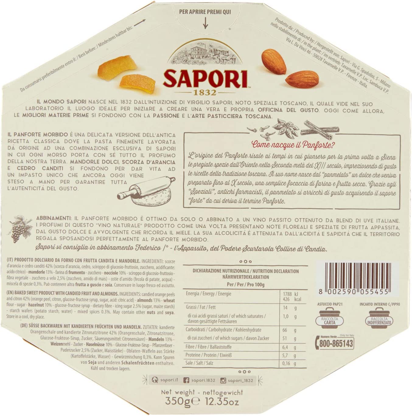 Sapori Panforte Morbido, 320g