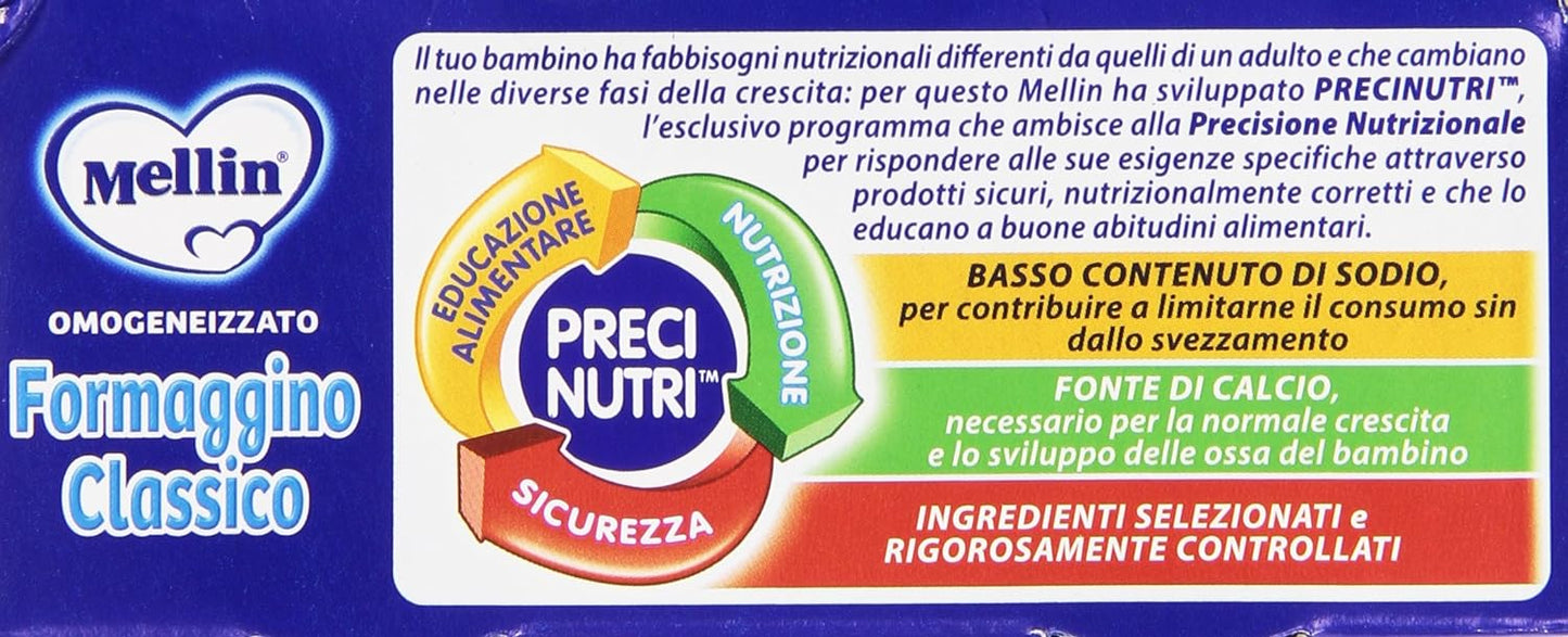 Mellin - Formaggino Classico, Omogeneizzato - 12 confezioni da 2 pezzi da 80 g [24 pezzi, 1920 g]