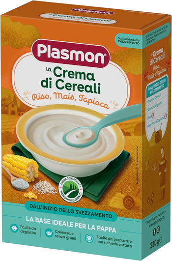 Plasmon Crema di Cereali Riso, Mais e Tapiocca 230g Con Ingredienti selezionati, La base ideale per la pappa