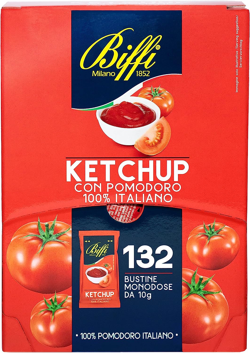 Biffi Ketchup con pomodoro 100% Italiano monodose 132 bustine monoporzione da 10 g