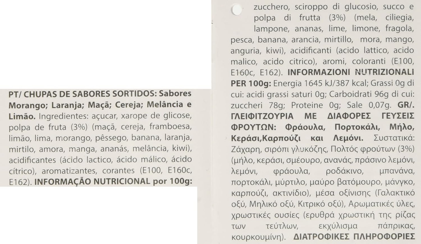 Chupa Chups Lecca Lecca Mega Gigante, Contenente 10 Lollipop Gusti Assortiti Fragola, Arancia, Mela, Ciliegia, Anguria, Limone, Ottimo come Idea Regalo, 1 Pezzo