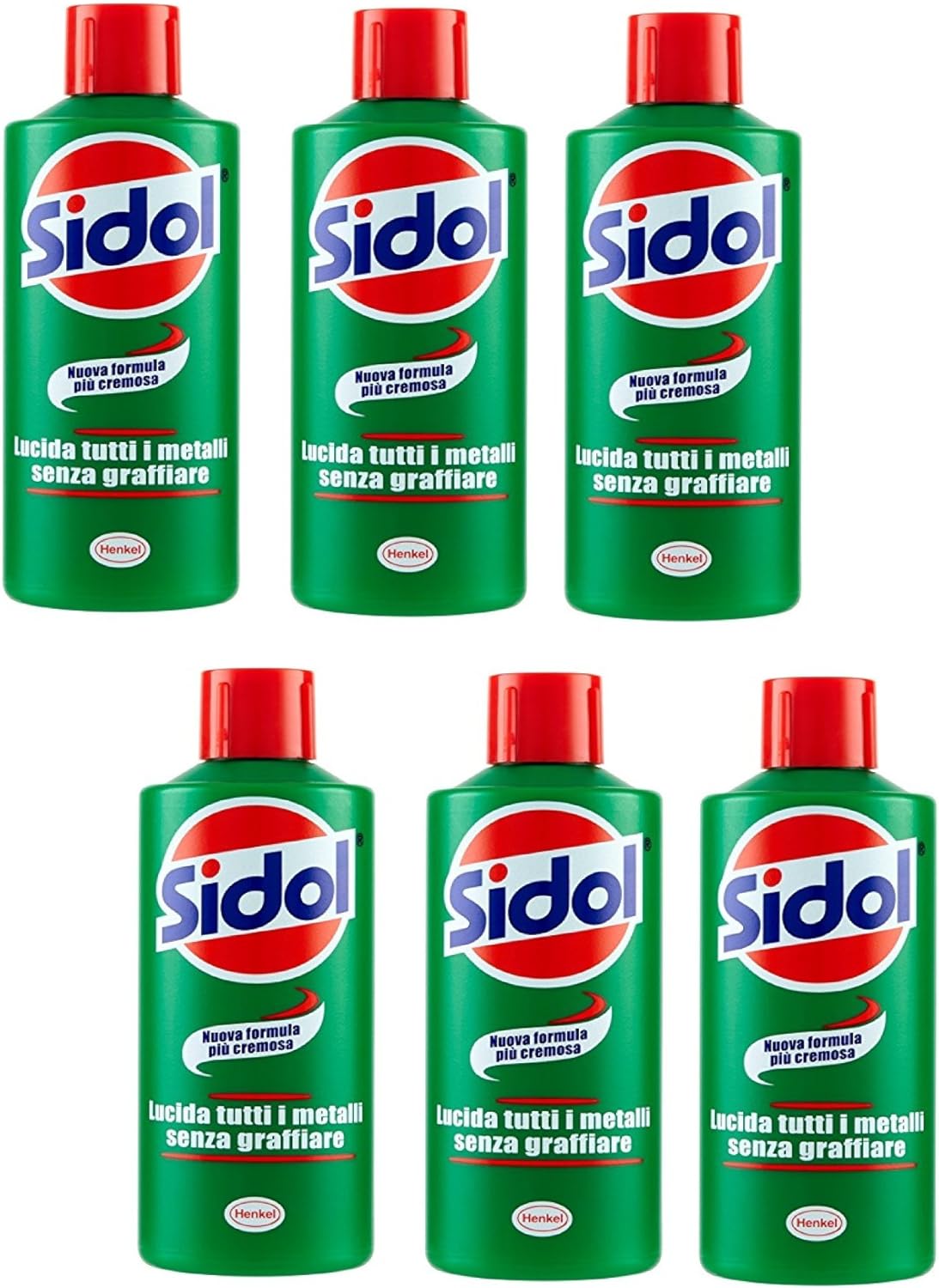 6 x Sidol Lucida Tutti i Metalli Senza Graffiare 150ml