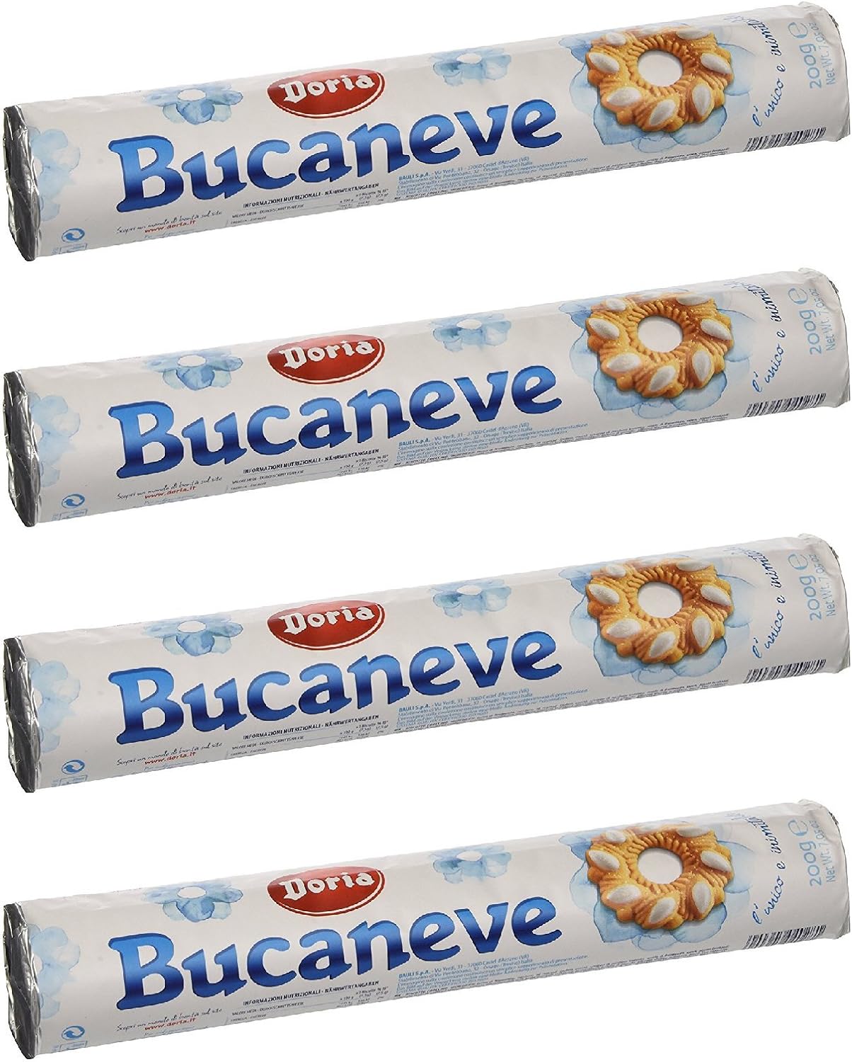 Doria: Biscotti Frolla "Bucaneve" - 200 g Confezione da 4 [ Importazione Italiana]