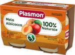 Plasmon Omogeneizzato Frutta Mela e Albicocca 104g 24 Vasetti con Frutta selezionata, 100% naturale, con aggiunta di Vitamina C