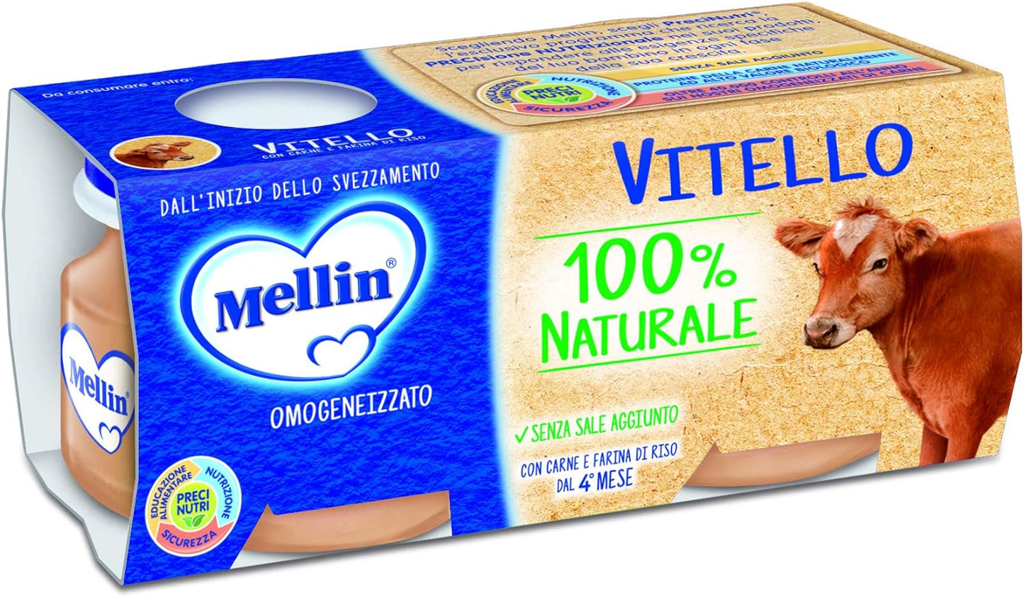 Vitello di vitello omogeneizzato al 100% naturale, Mellin, 80 g (confezione da 24)