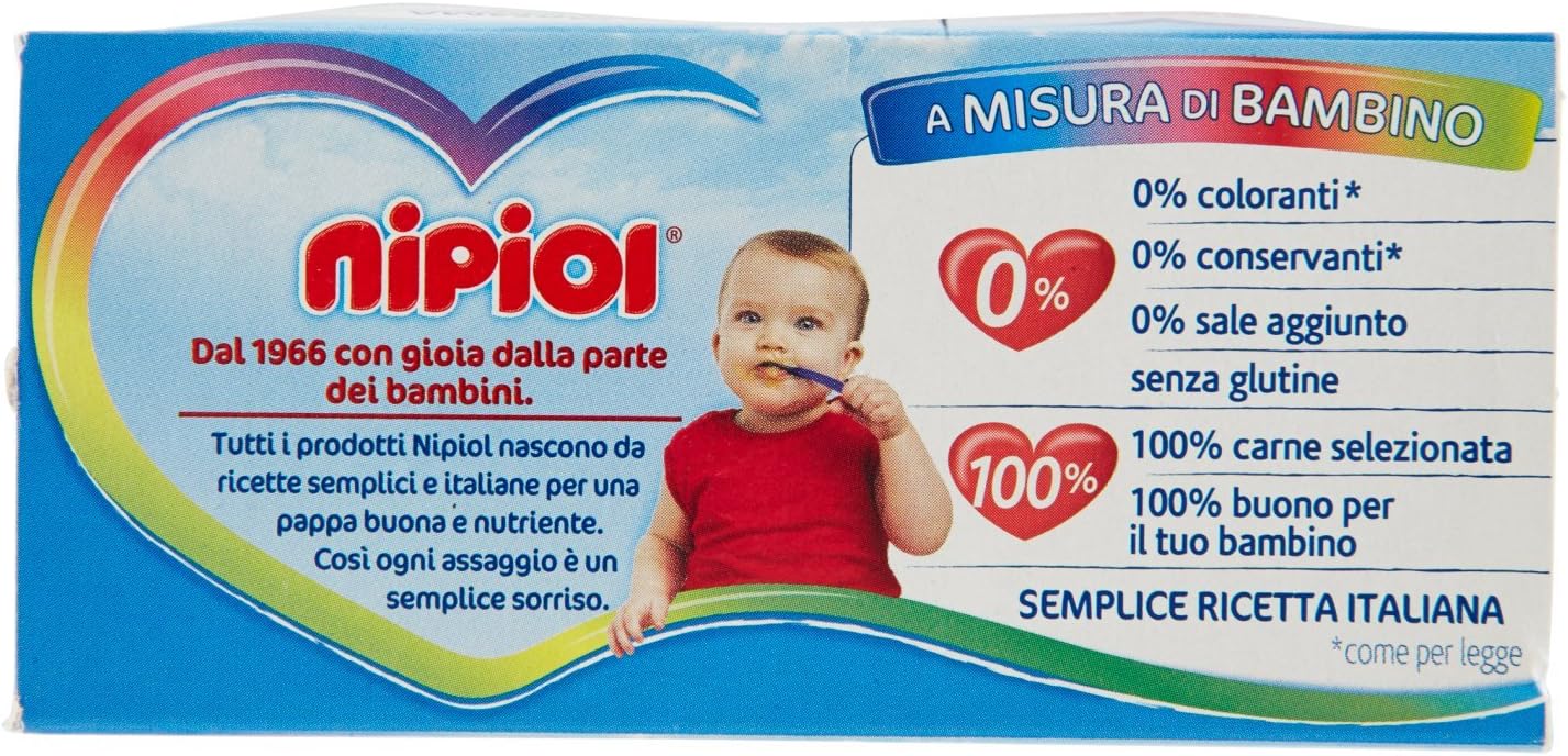 Nipiol Omogeneizzato Tacchino 2 x 80 g, 100% carne selezionata