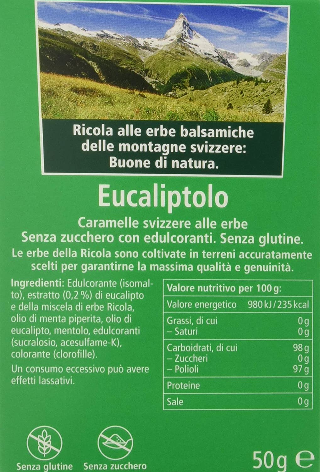 Ricola Astuccio Eucaliptolo - Pacco da 20 x 50 g