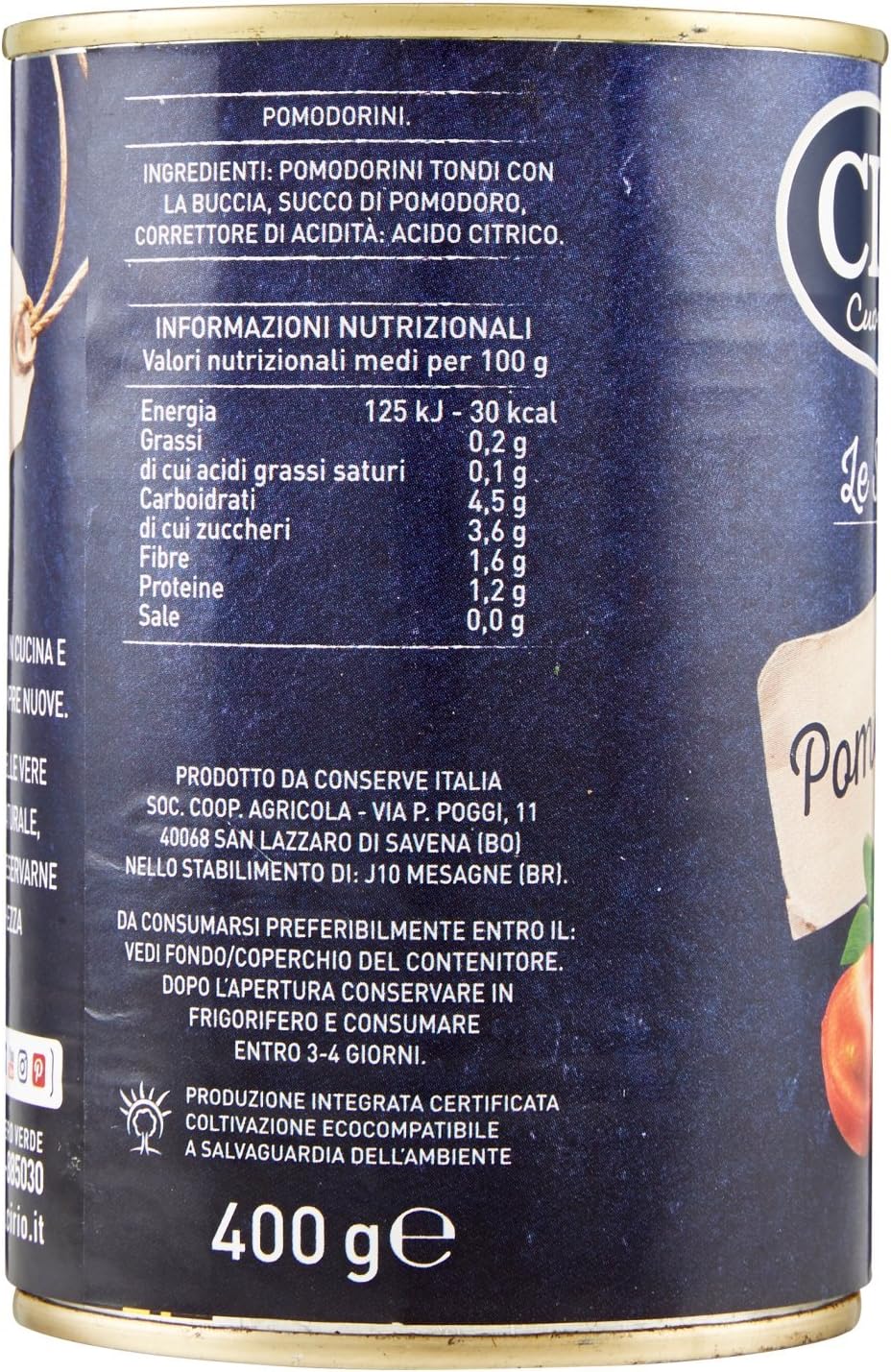 Cirio - I Pomodorini, Piccoli Pomodori Al Naturale Con Il Loro Succo - 8 pezzi da 400 g [3200 g]