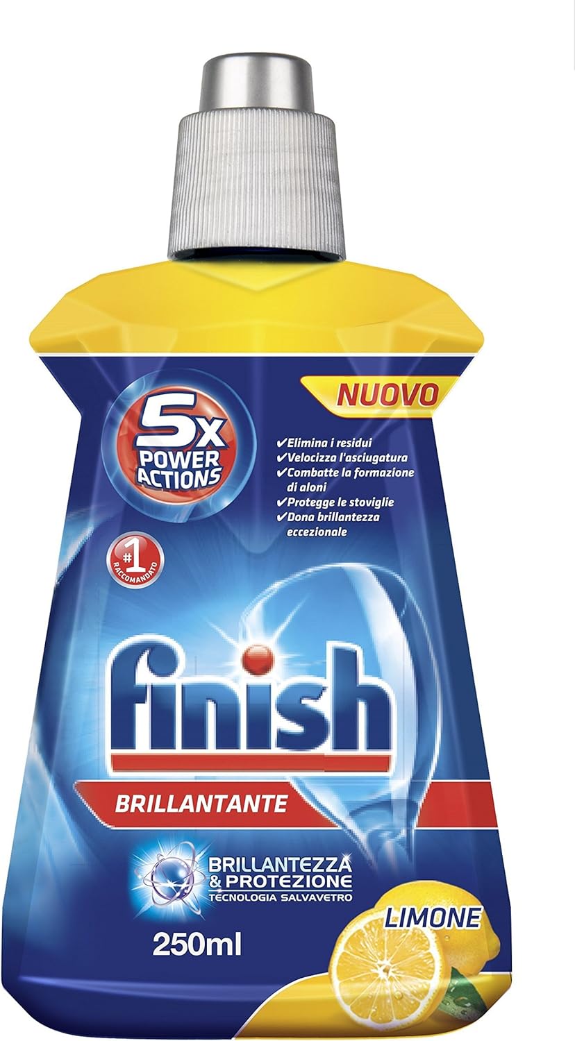 Finish Brillantante, Addittivo Lavastoviglie, Limone, 4 Confezioni da 250 ml