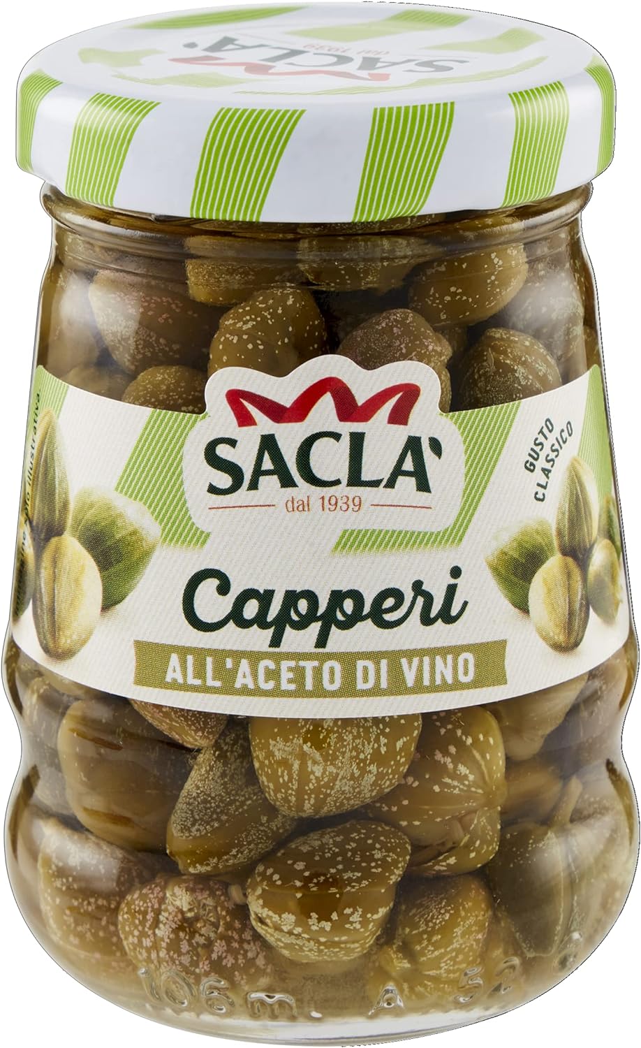 Saclà, Capperi, Capperi all'Aceto di Vino, Ideali per Arricchire i Tuoi Piatti, Vaso Vetro, 95g (sgocciolato 50g)