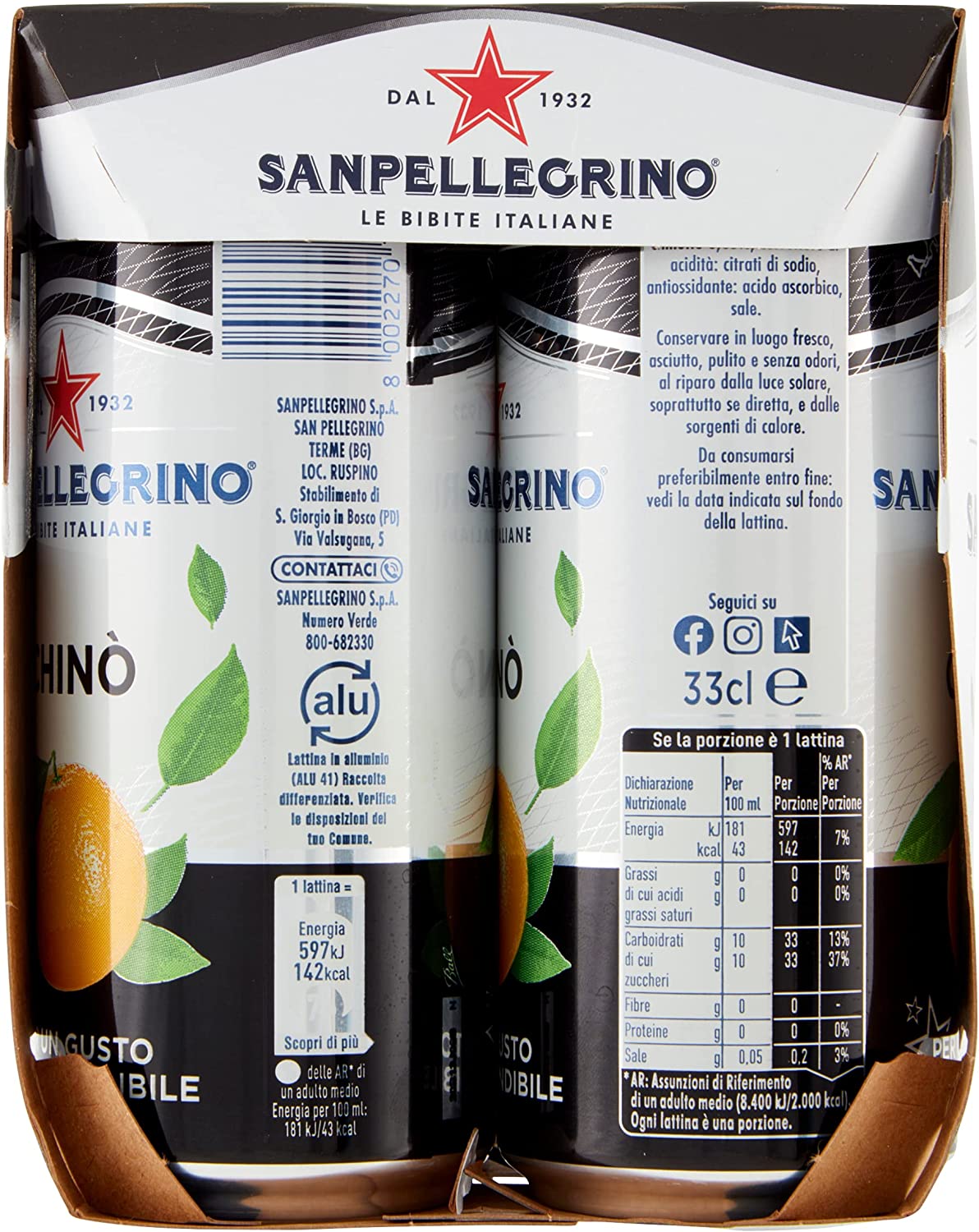 Bibite Sanpellegrino Chinò lat. 4x33cl