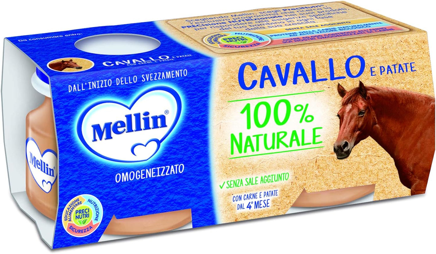 Mellin Omogeneizzato di Cavallo e Patate 100% Naturale – 24 Vasetti da 80 gr