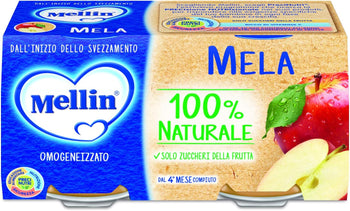 Mellin Omogeneizzato di Frutta Mela 100% Naturale – 24 Vasetti da 100 gr