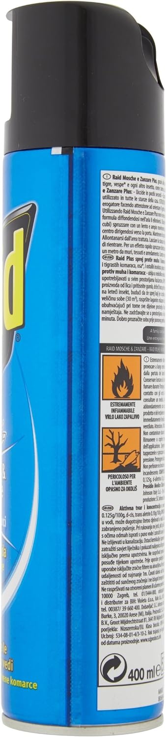 Raid Mosche e Zanzare Insetticida Spray, 400ml