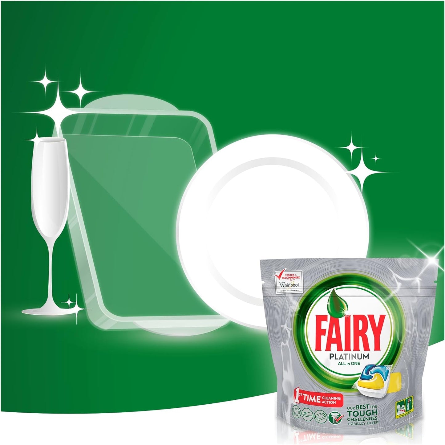 Fairy Platinum 24 Pastiglie per Lavastoviglie, Detersivo in Confezione da 24 Caps