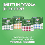 Foxy GranTavola Scozzesi | Tovaglioli Doppiovelo | 43 pezzi 32x32,5cm | Decoro scozzese 4 colori | Carta 100% certificata PEFC™ | Confezione 100% riciclabile