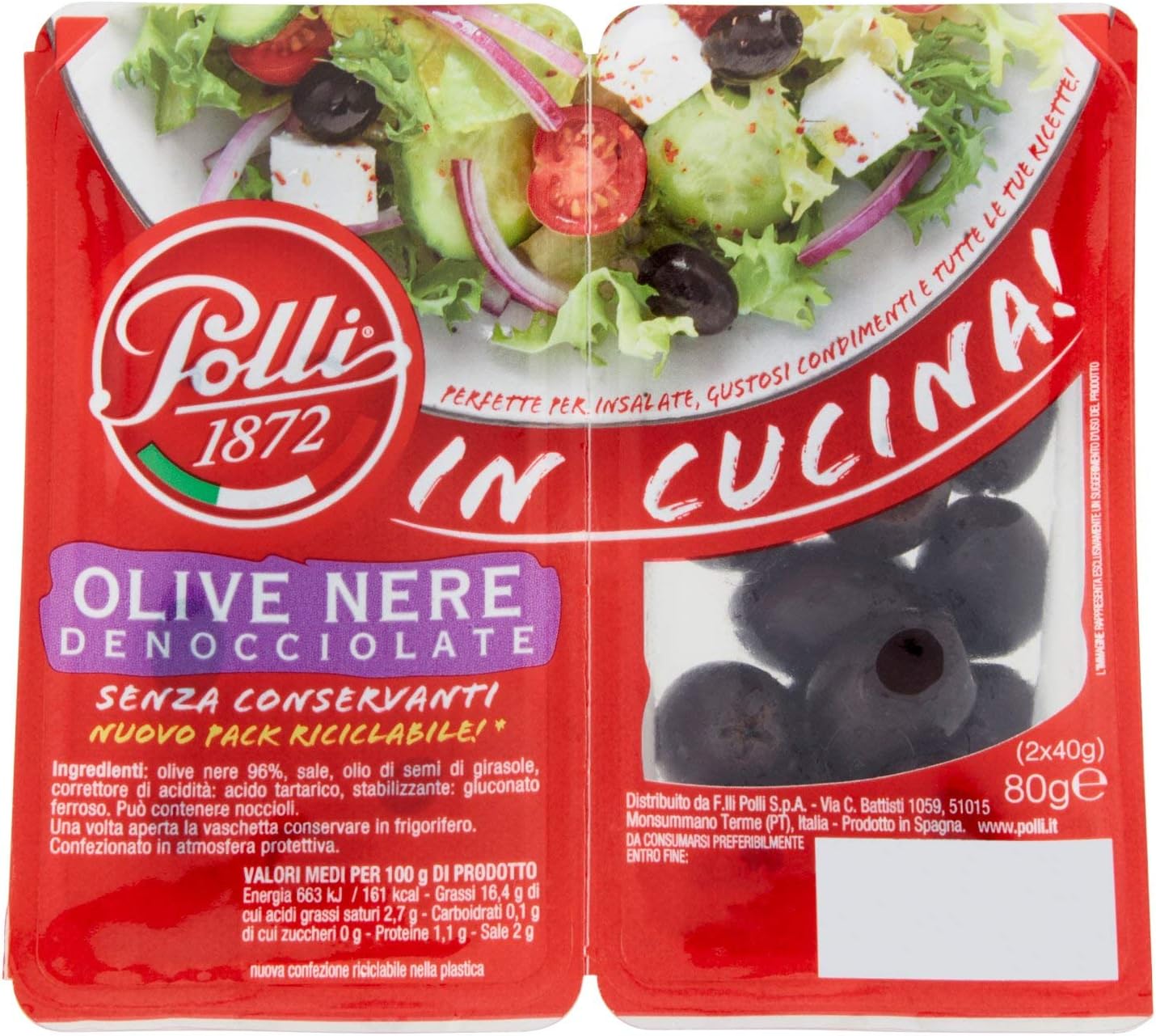 Polli Olive Nere Denocciolate, 2 x 40g