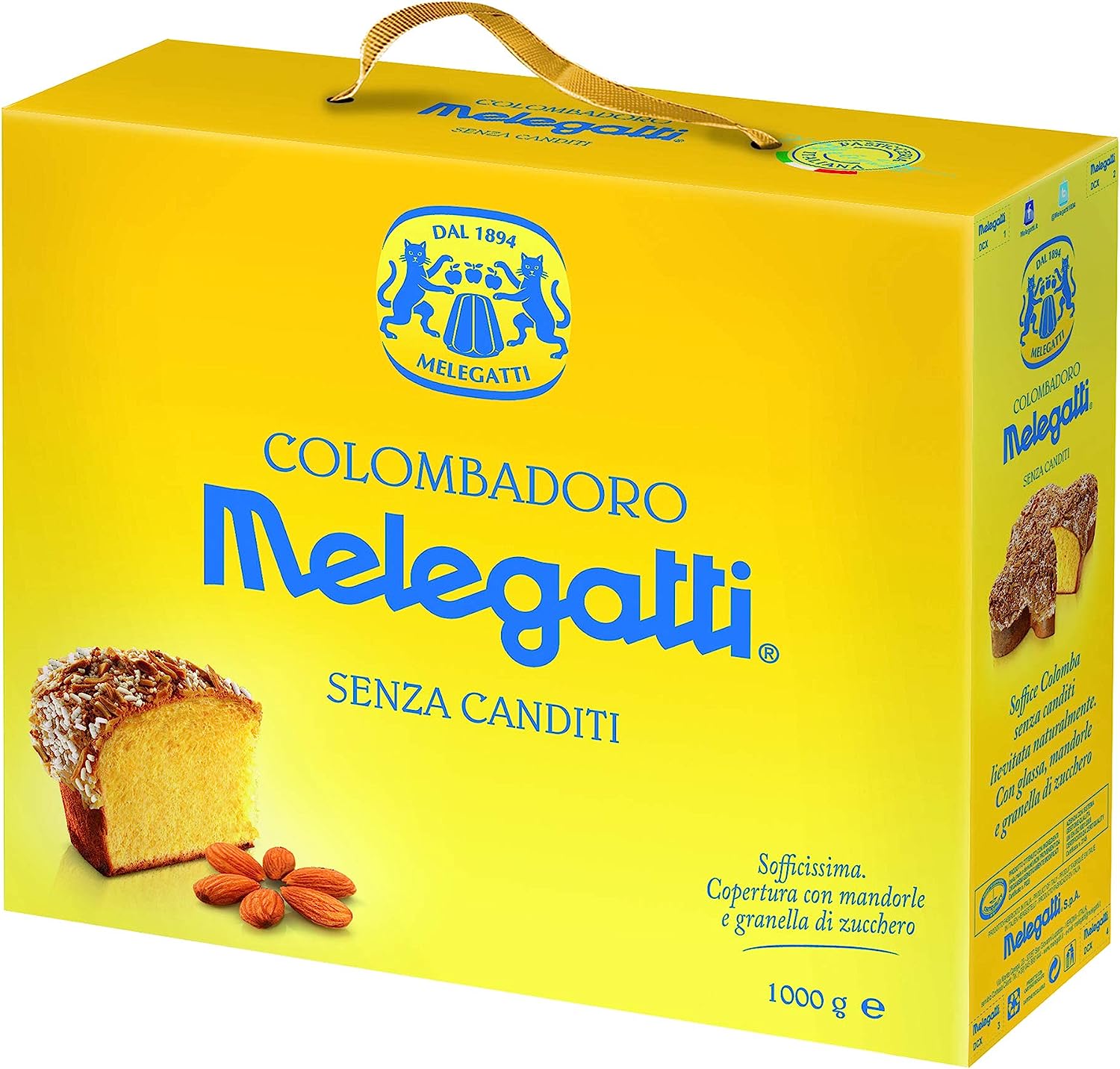 Colomba Pasquale "Colombadoro" Deliziosa Colomba Senza Canditi Con Copertura Di Mandorle E Granella Di Zucchero 1 kg